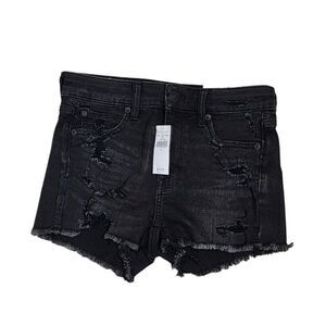 American Eagle Women's NWT Hi Rise Shortie Size 4 Distressed Black Shorts